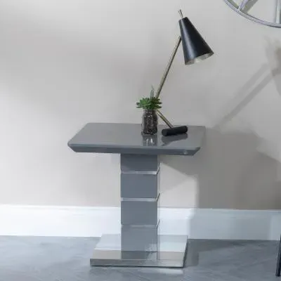 Rimini Square Lamp Table - Grey, High Gloss image