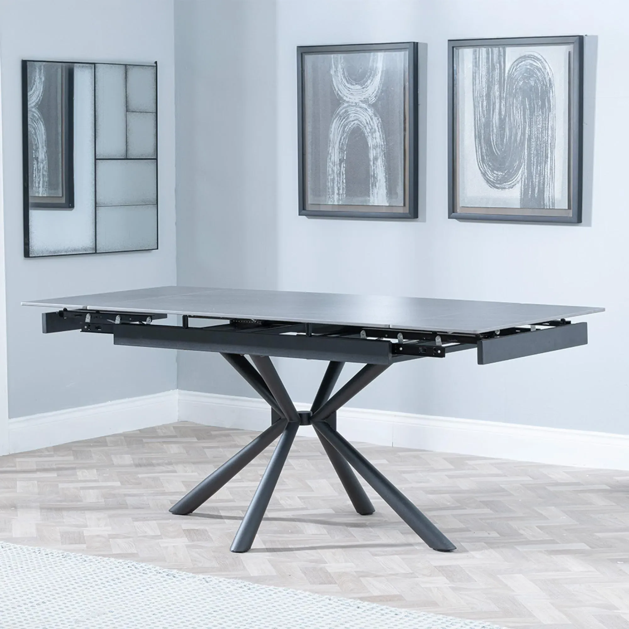 Ripon 4-6 Seater Extending Dining Table - Black, Ceramic