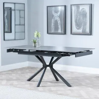 Ripon 4-6 Seater Extending Dining Table - Black, Ceramic image