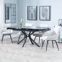 Ripon Extendable Dining Set with Ace Chair - Black, Ceramic