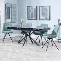 Ripon Extendable Dining Set with Boden Chair - Black, Ceramic