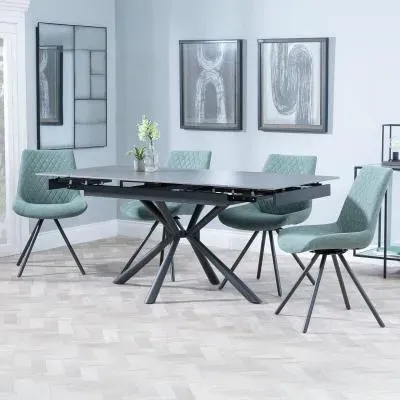 Ripon Extendable Dining Set with Boden Chair - Black, Ceramic