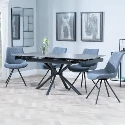 Ripon Extendable Dining Set with Boden Swivel Chair - Grey, Fabric