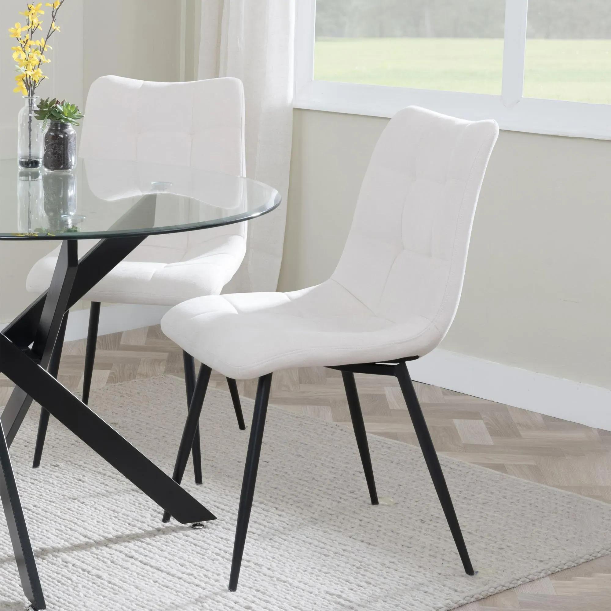 Ripon Extendable Dining Set with Corona Chair - Black, Ceramic