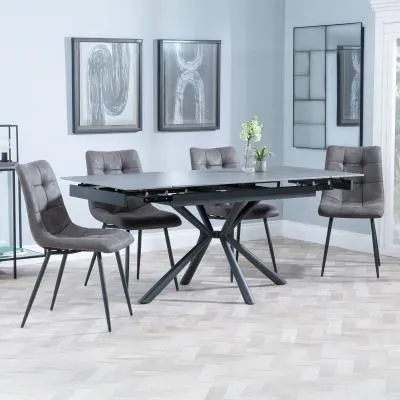 Ripon Extendable Dining Set with Corona Chair - Black, Ceramic image