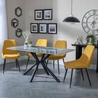 Ripon Rectangular Dining Set - Grey, Ceramic