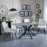 Ripon Rectangular Dining Set - Grey, Ceramic