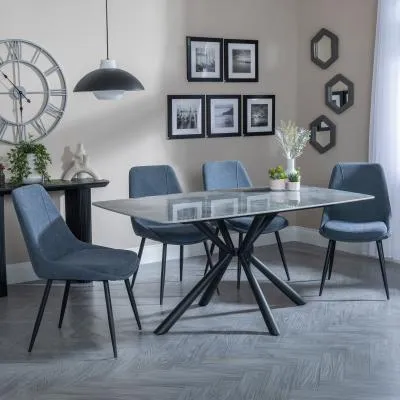 Ripon Rectangular Dining Set - Grey, Ceramic