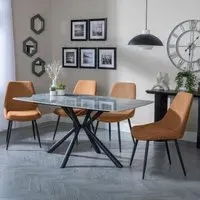 Ripon Rectangular Dining Set - Grey, Ceramic