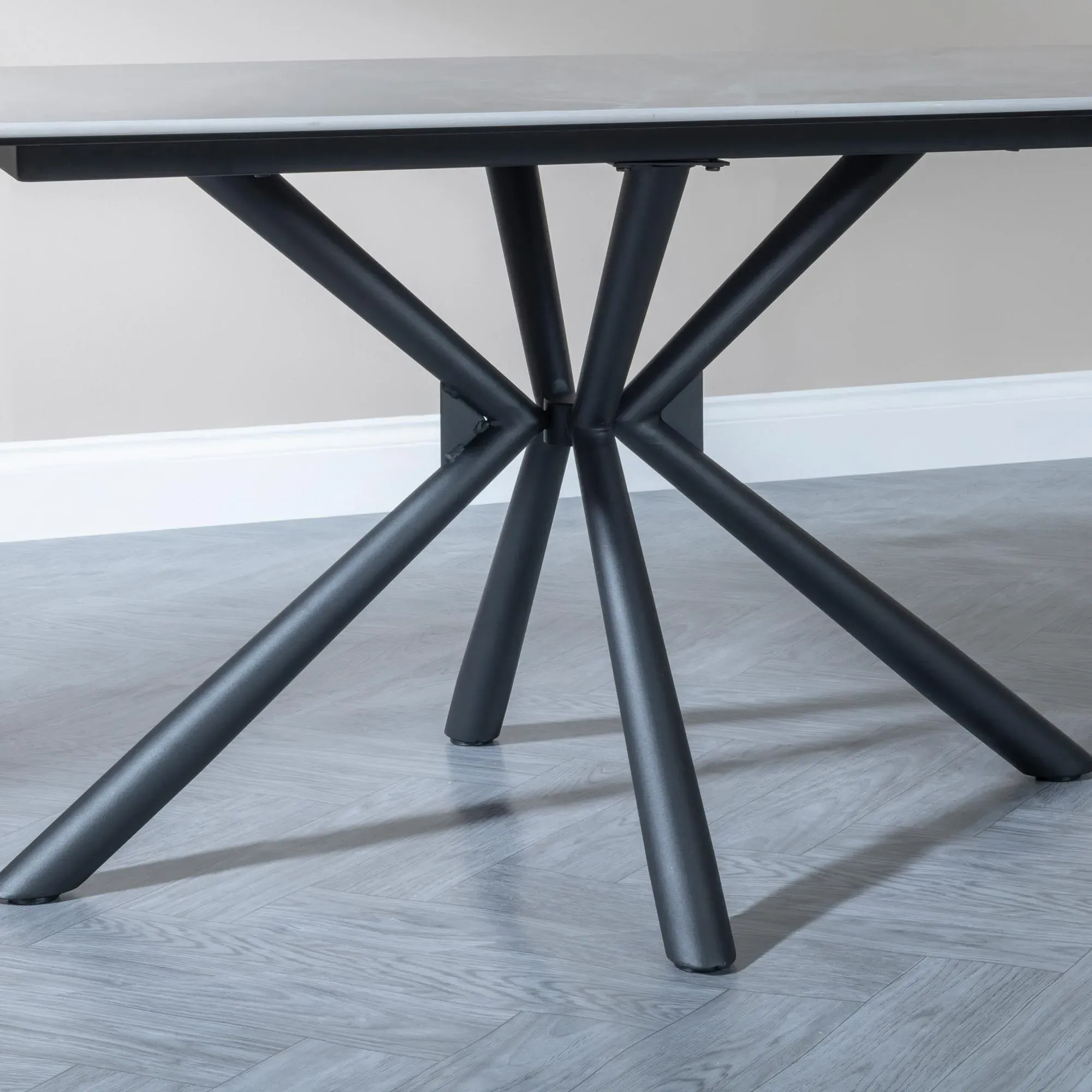 Ripon Rectangular Dining Set with Swivel Chairs - Grey, Ceramic