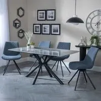 Ripon Rectangular Dining Set with Swivel Chairs - Grey, Ceramic