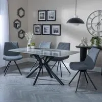 Ripon Rectangular Dining Set with Swivel Chairs - Grey, Ceramic
