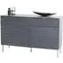 Ripple Wave Small Sideboard with Geometric Trim - Grey, Mango Wood