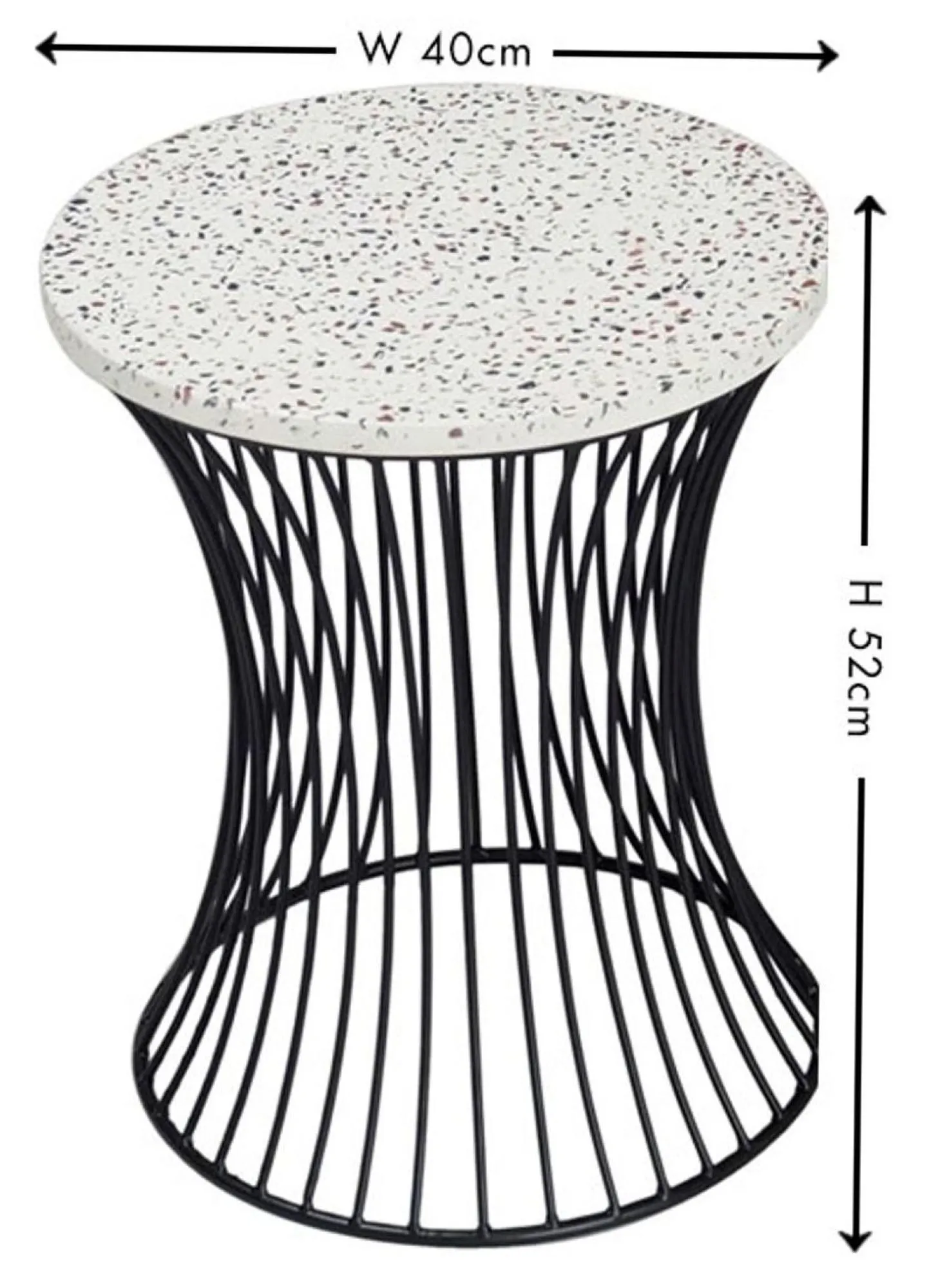 Ritz Drum Accent Table - Black, Terrazzo