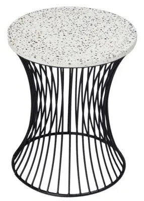 Ritz Drum Accent Table - Black, Terrazzo