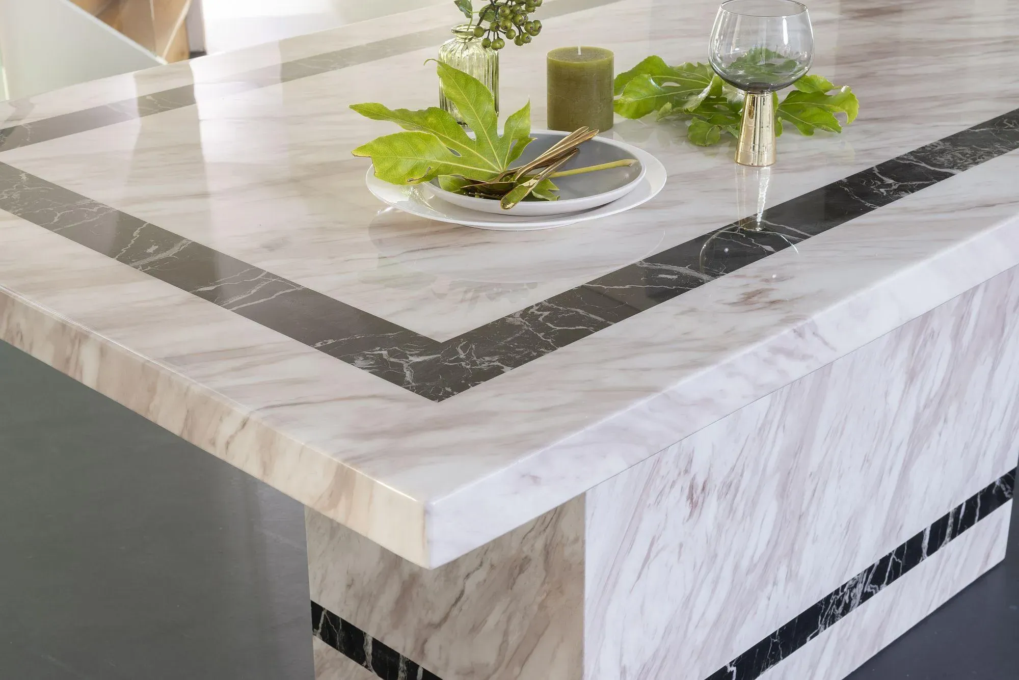 Rome 6-Seater Dining Table - Cream, Marble