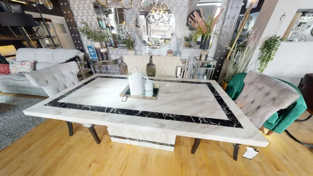 Rome 6-Seater Dining Table - Cream, Marble