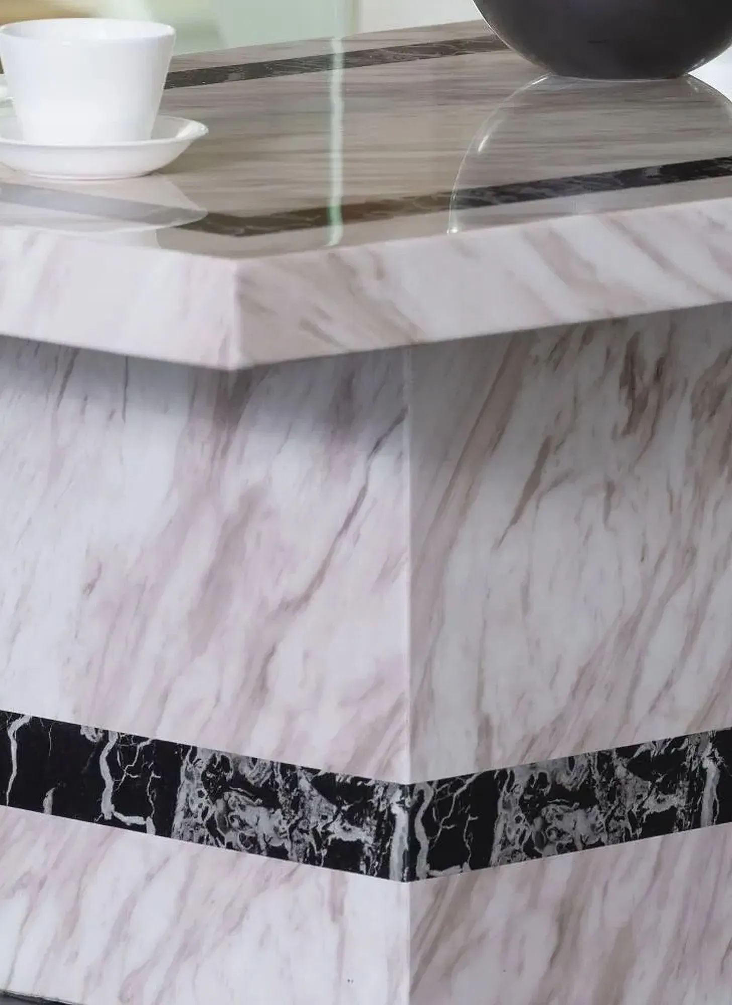 Rome Rectangular Coffee Table - Cream, Marble