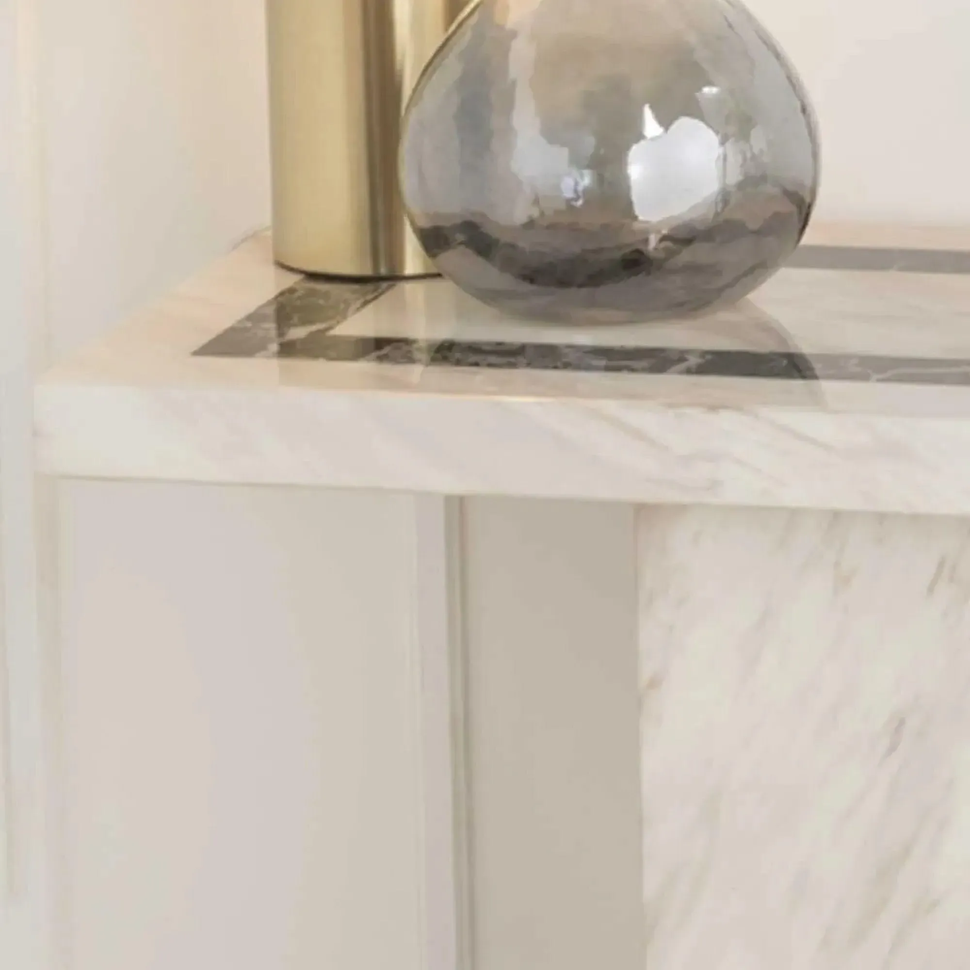 Rome Rectangular Console Table - Cream, Marble