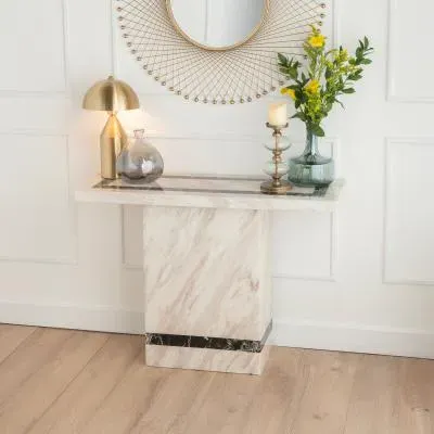 Rome Rectangular Console Table - Cream, Marble image