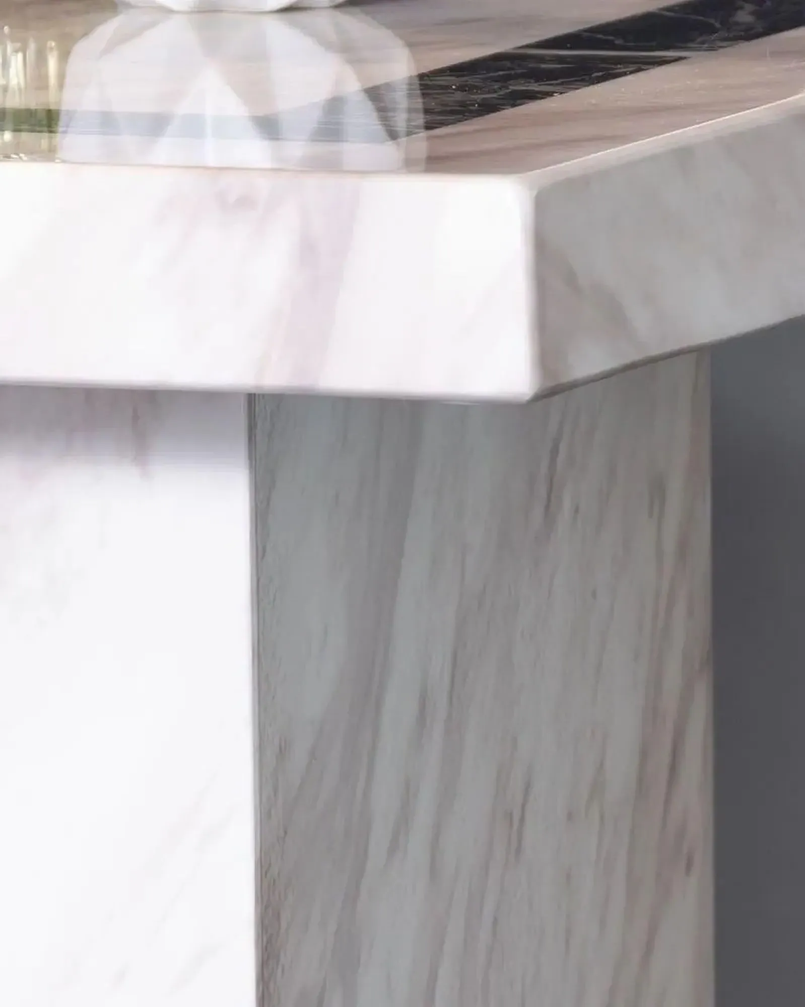 Rome Square Side Table - Cream, Engineered Marble