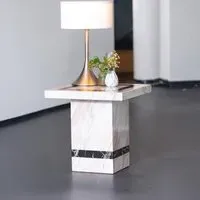 Rome Square Side Table - Cream, Engineered Marble