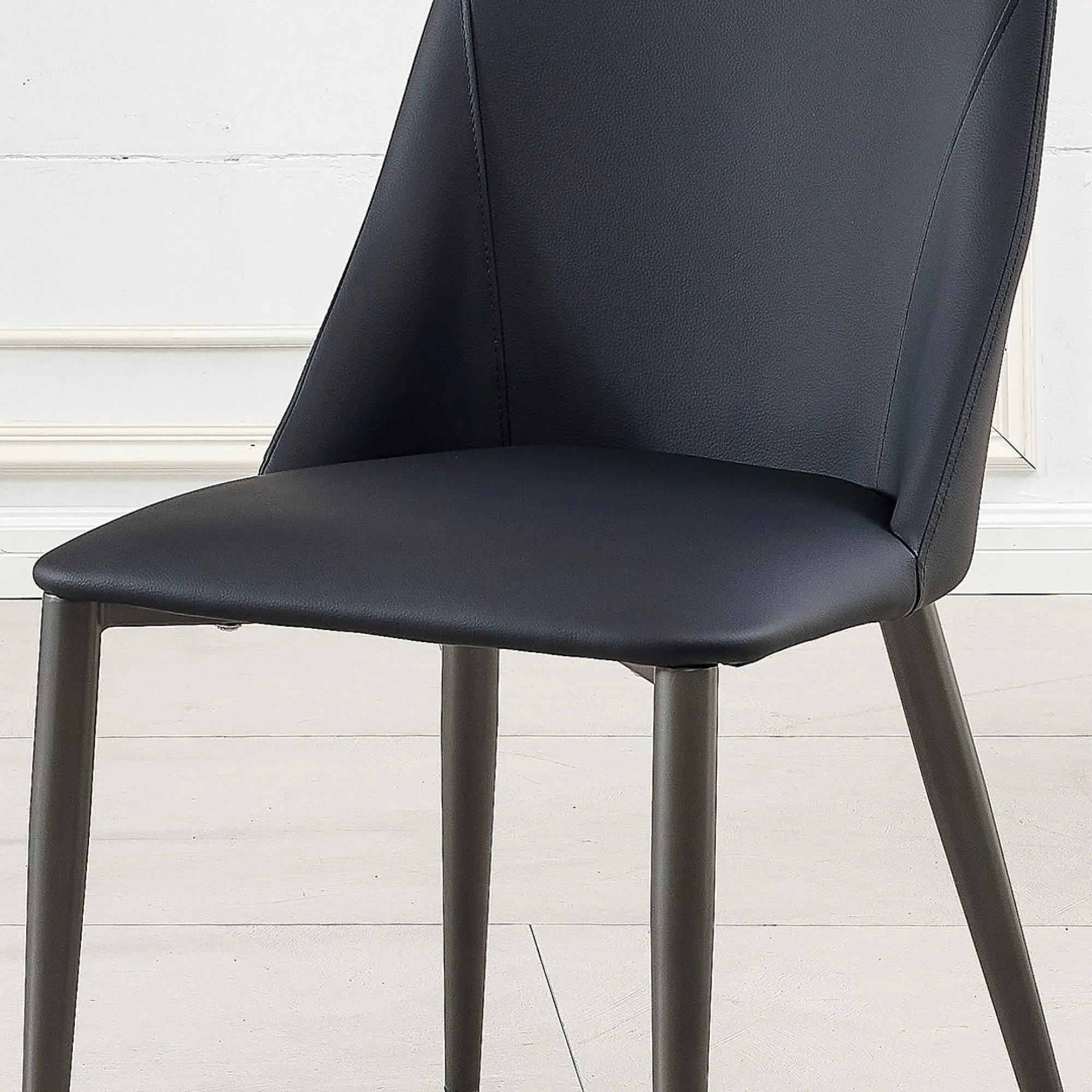 Rosie Dining Chair - Black, Faux Leather