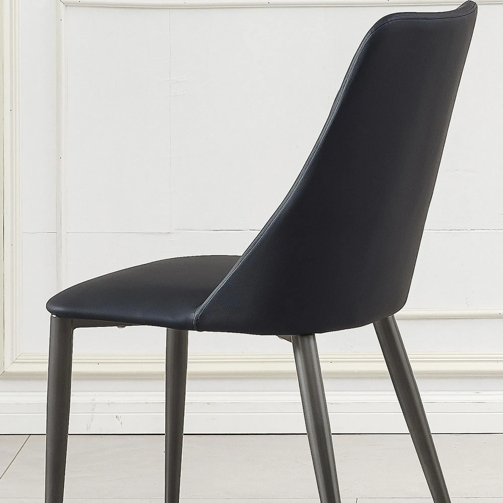 Rosie Dining Chair - Black, Faux Leather