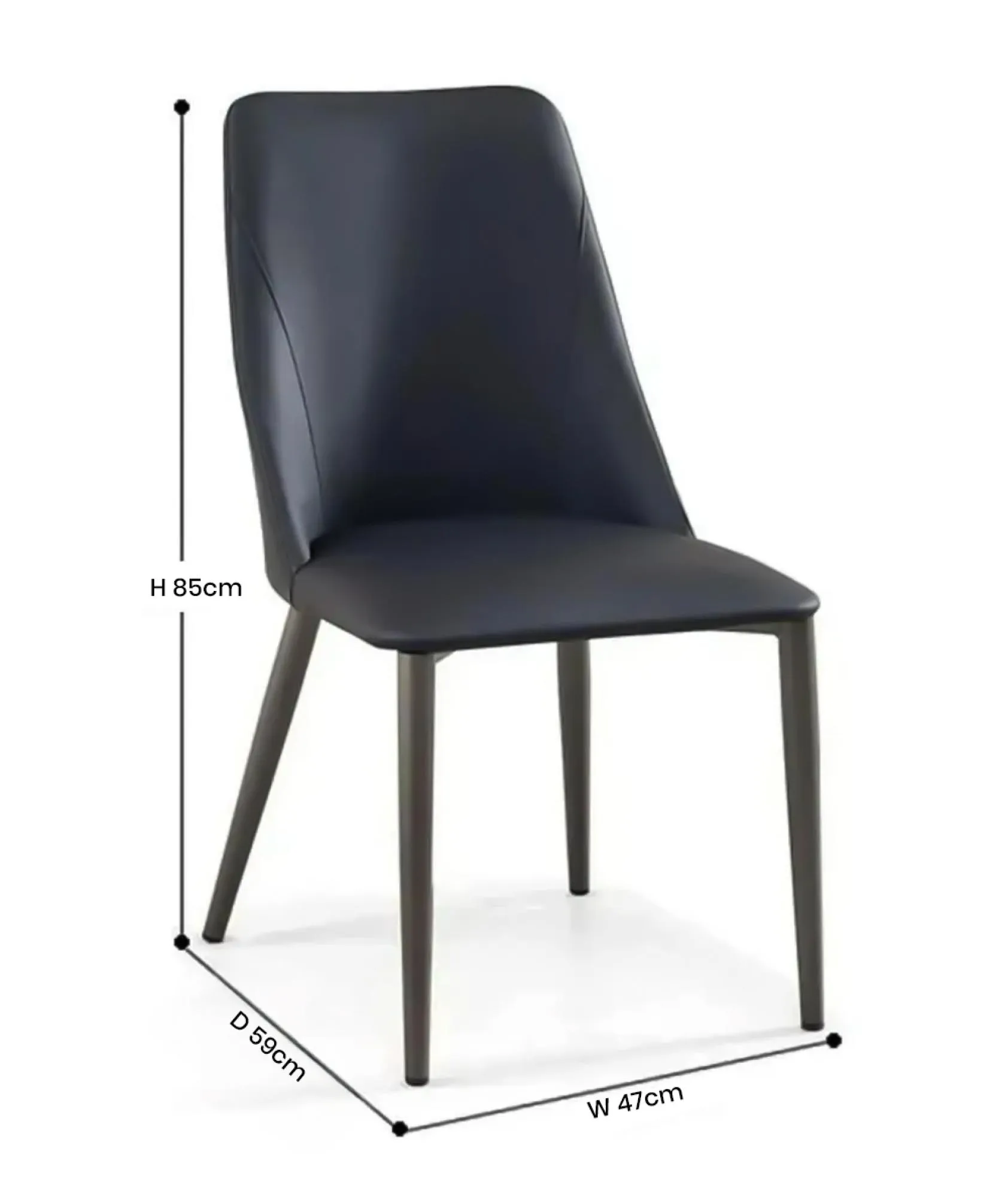 Rosie Dining Chair - Black, Faux Leather