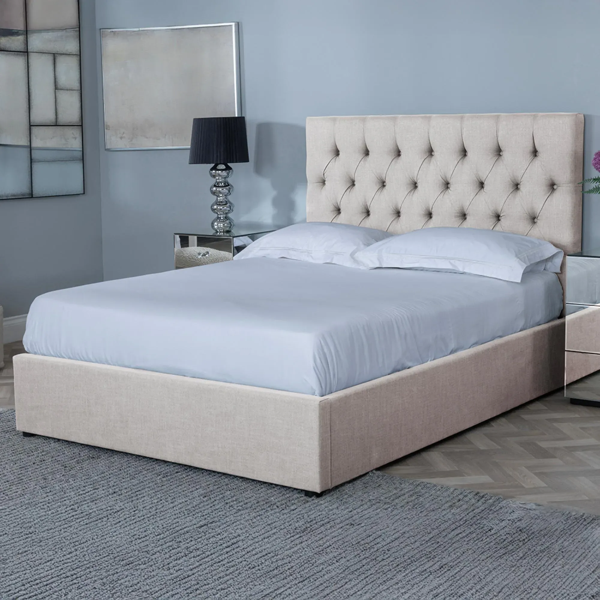 Sandra Ottoman Storage Bed - Oatmeal, Fabric