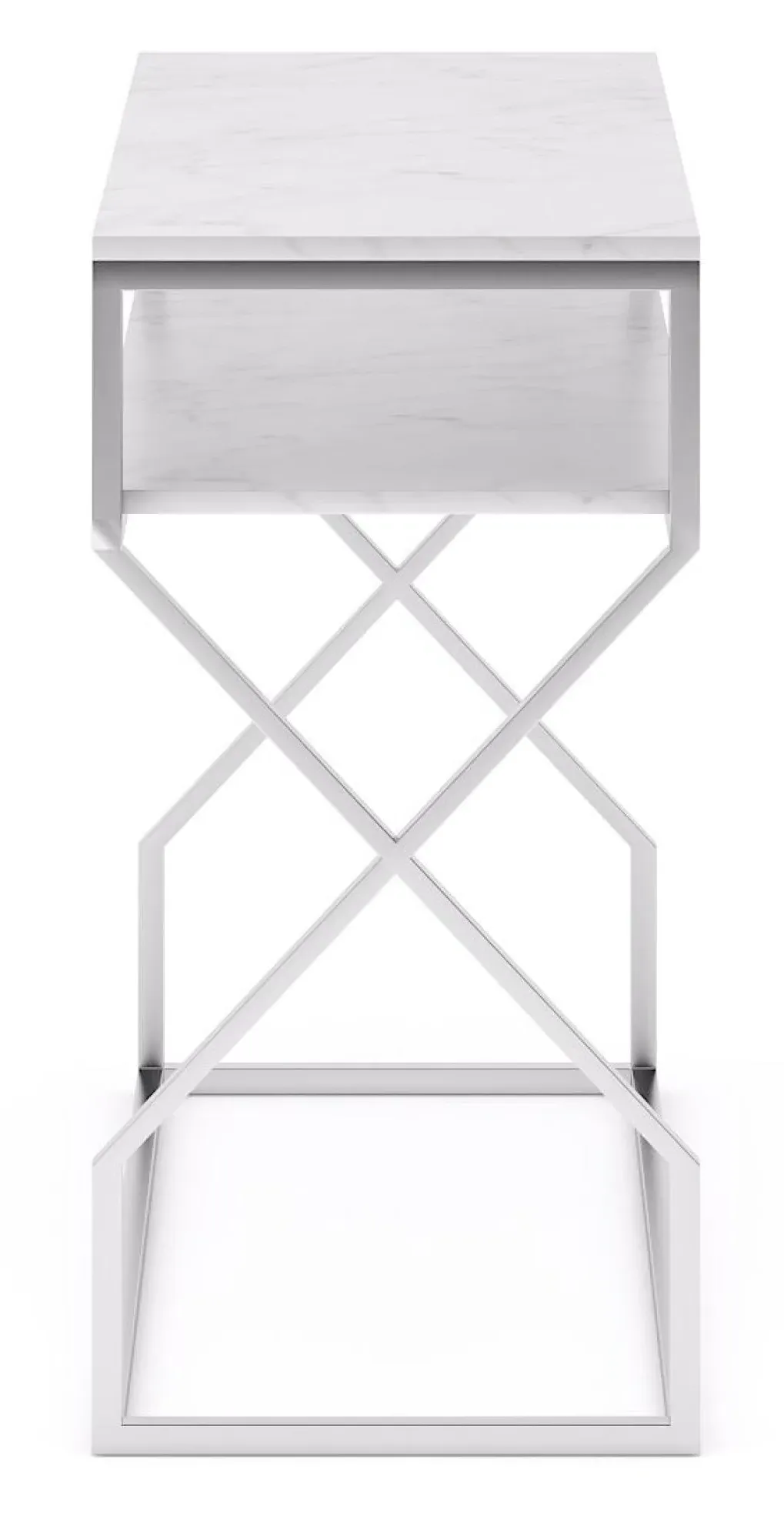 Scala Console Table with Middle Shelf - White, Marble