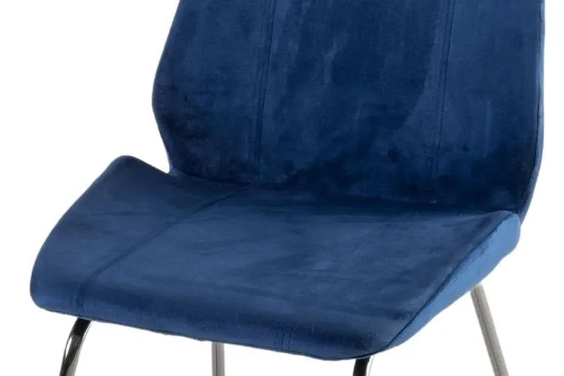 Soho Dining Chair with Chrome Base - Blue, Velvet