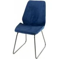 Soho Dining Chair with Chrome Base - Blue, Velvet