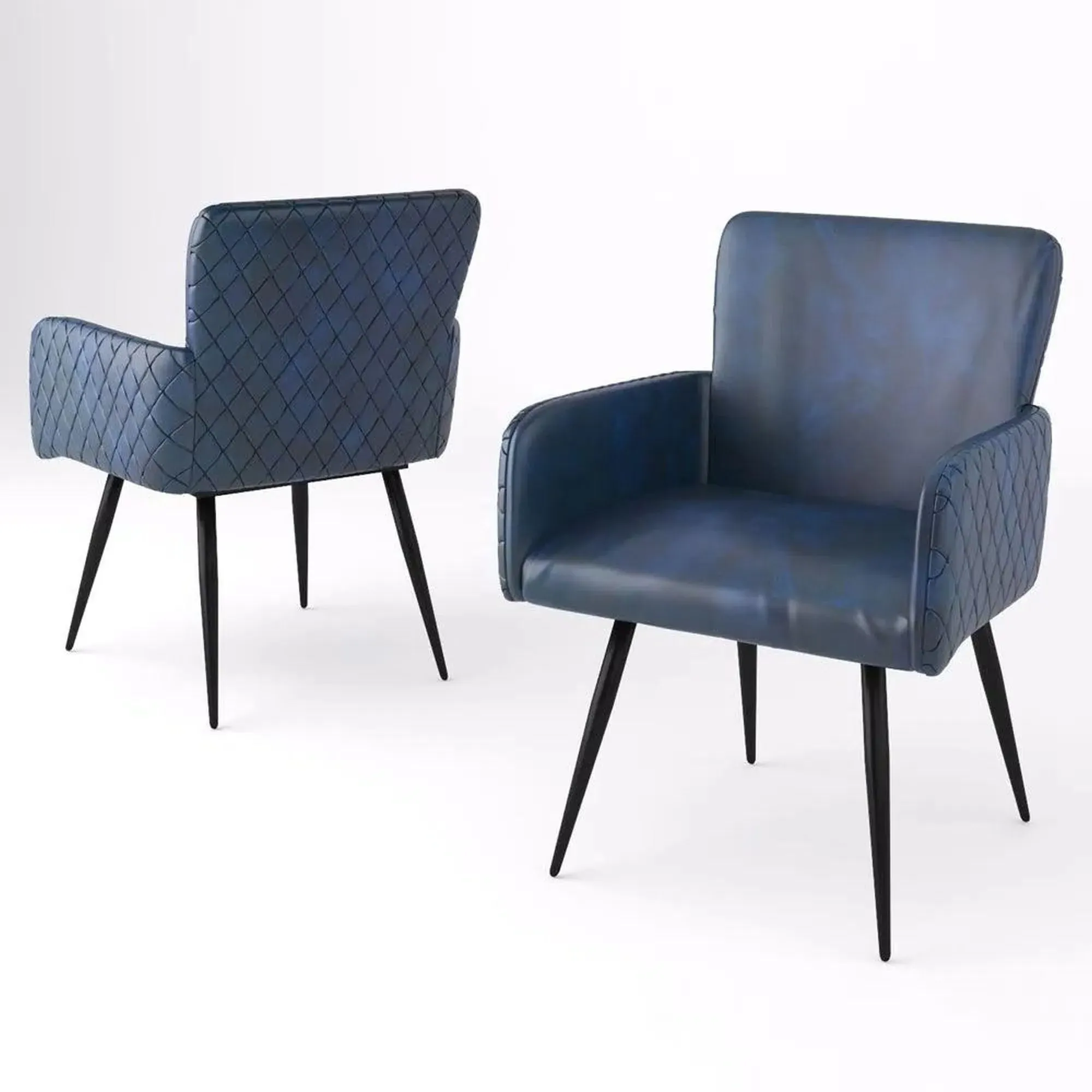 Stanton Dining Armchair - Navy Blue, Leather