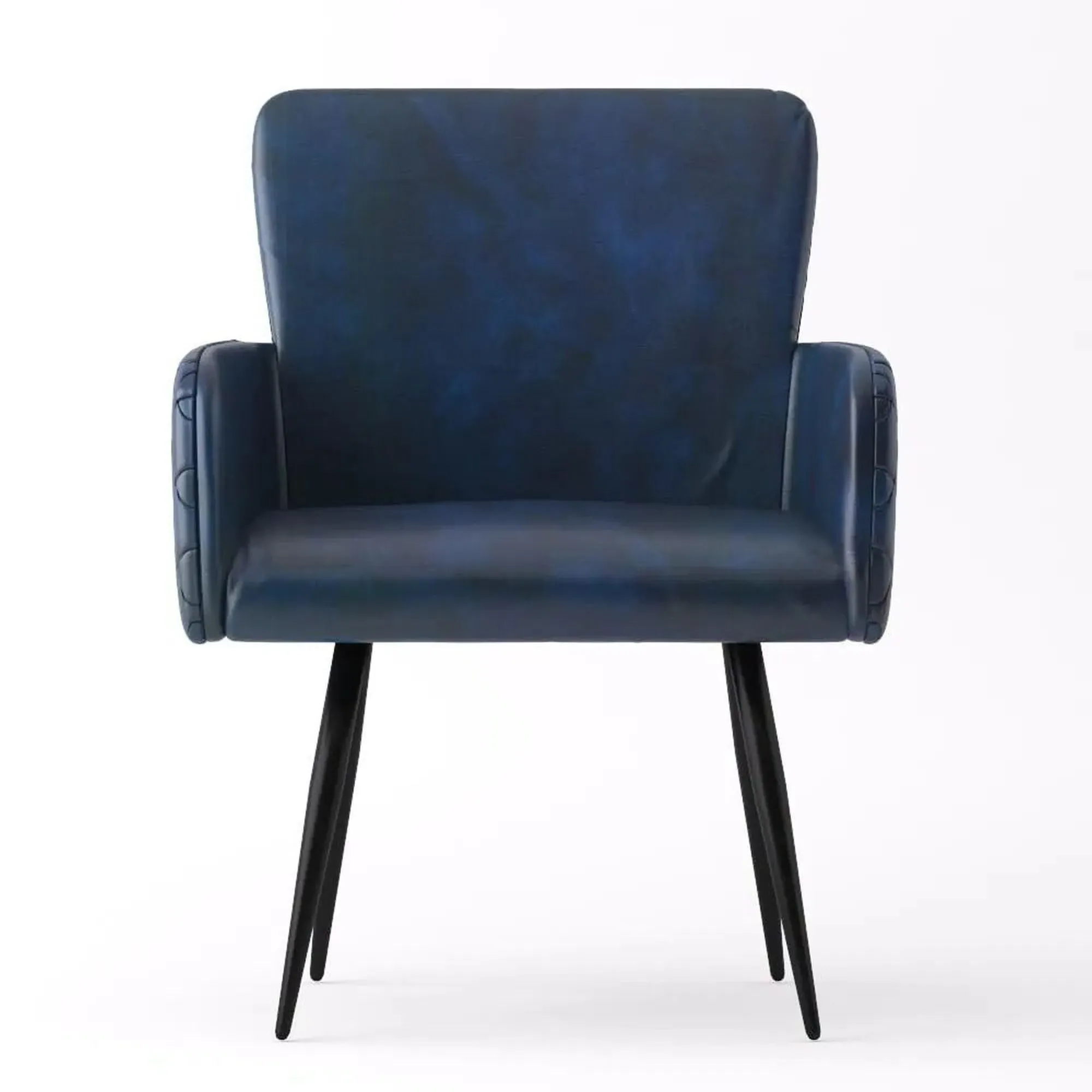 Stanton Dining Armchair - Navy Blue, Leather