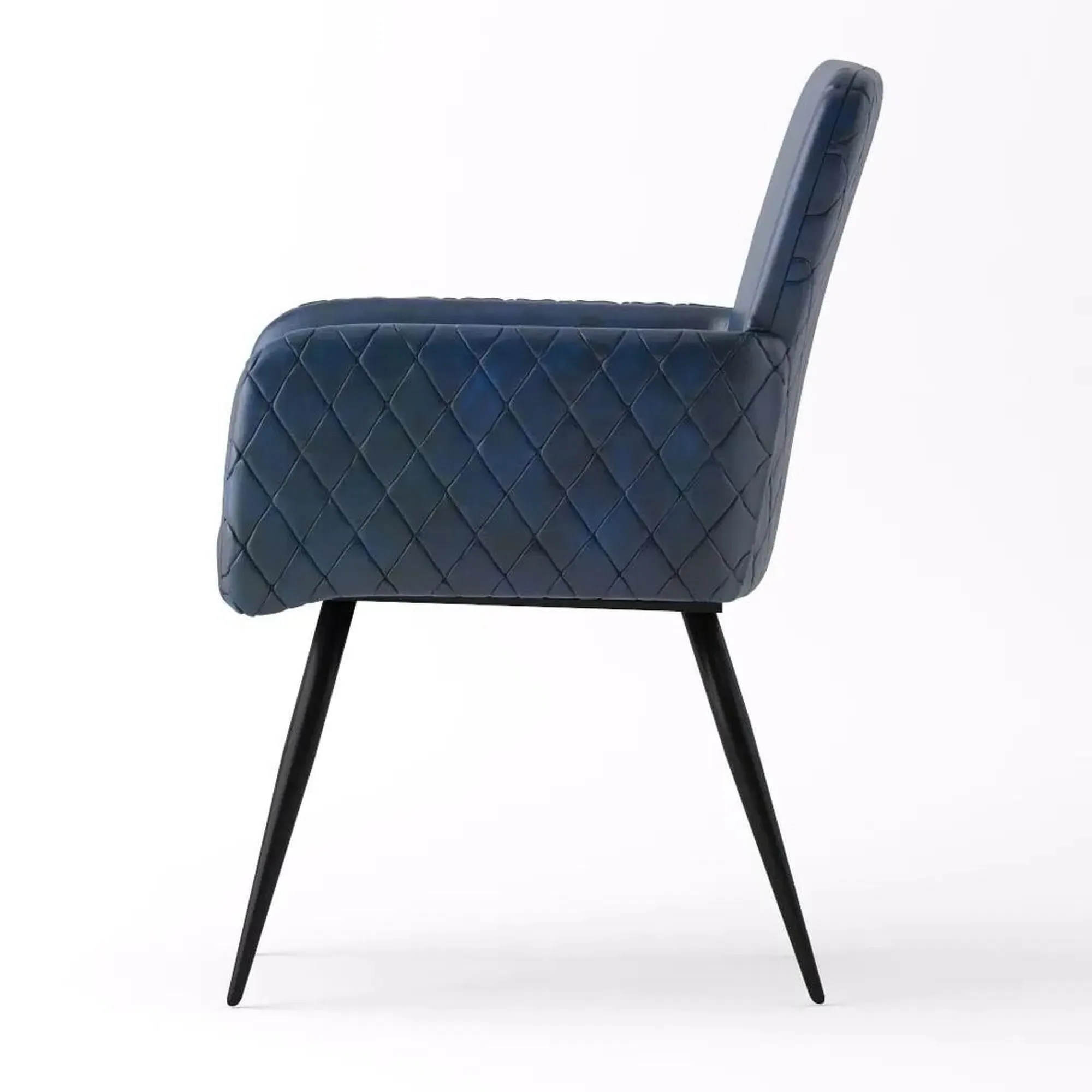 Stanton Dining Armchair - Navy Blue, Leather