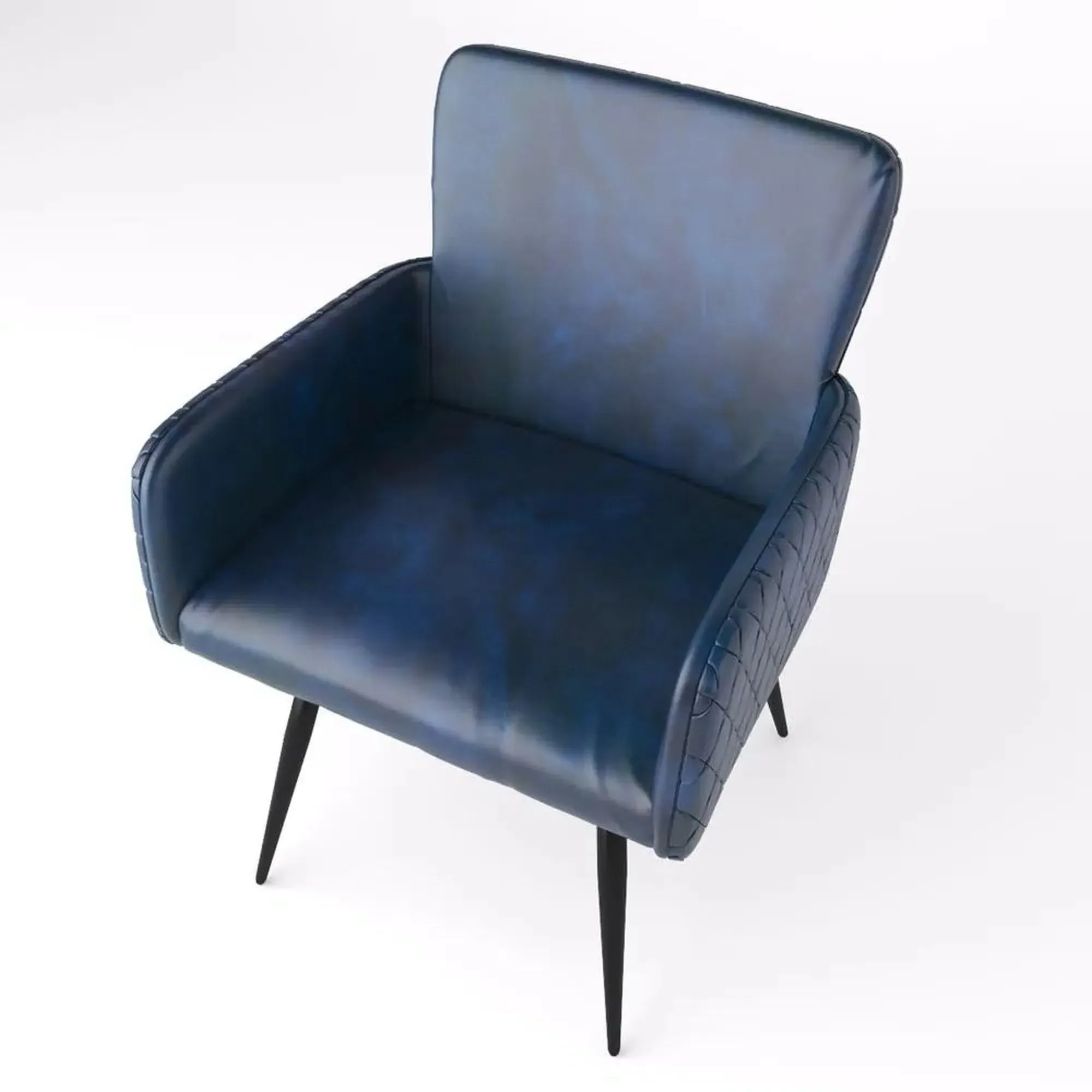 Stanton Dining Armchair - Navy Blue, Leather