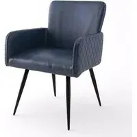 Stanton Dining Armchair - Navy Blue, Leather