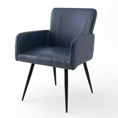 Stanton Dining Armchair - Navy Blue, Leather image