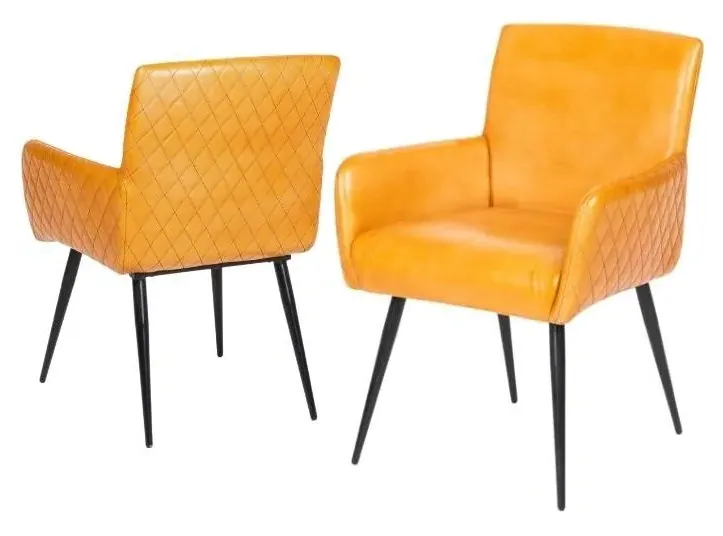 Stanton Dining Armchair with Quilted Back - Camel, Leather