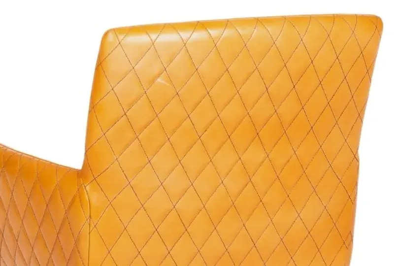 Stanton Dining Armchair with Quilted Back - Camel, Leather