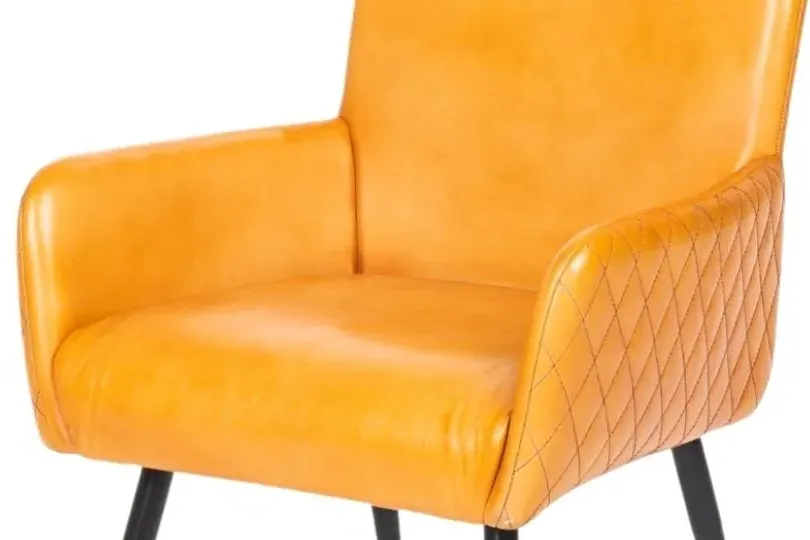 Stanton Dining Armchair with Quilted Back - Camel, Leather