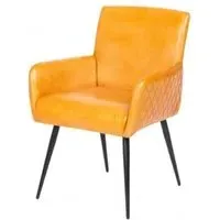 Stanton Dining Armchair with Quilted Back - Camel, Leather