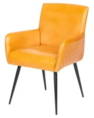 Stanton Dining Armchair with Quilted Back - Camel, Leather