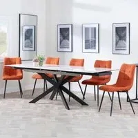 Sutton Extending Dining Set with Corona Chair - White, Ceramic