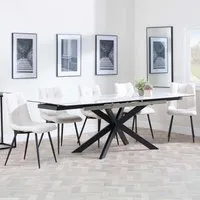 Sutton Extending Dining Set with Corona Chair - White, Ceramic