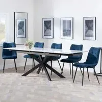 Sutton Extending Dining Set with Corona Chair - White, Ceramic