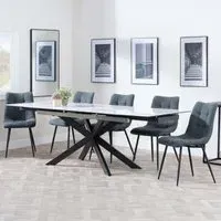 Sutton Extending Dining Set with Corona Chair - White, Ceramic