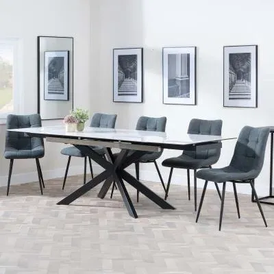 Sutton Extending Dining Set with Corona Chair - White, Ceramic image