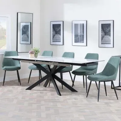 Sutton Extending Dining Set with Darwin Chair - White, Ceramic